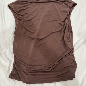 H&M Brown Sleeveless Ruched Tank Top